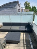 5-teilige Rattanlounge Gartensofa Schwarz inkl. Kissen