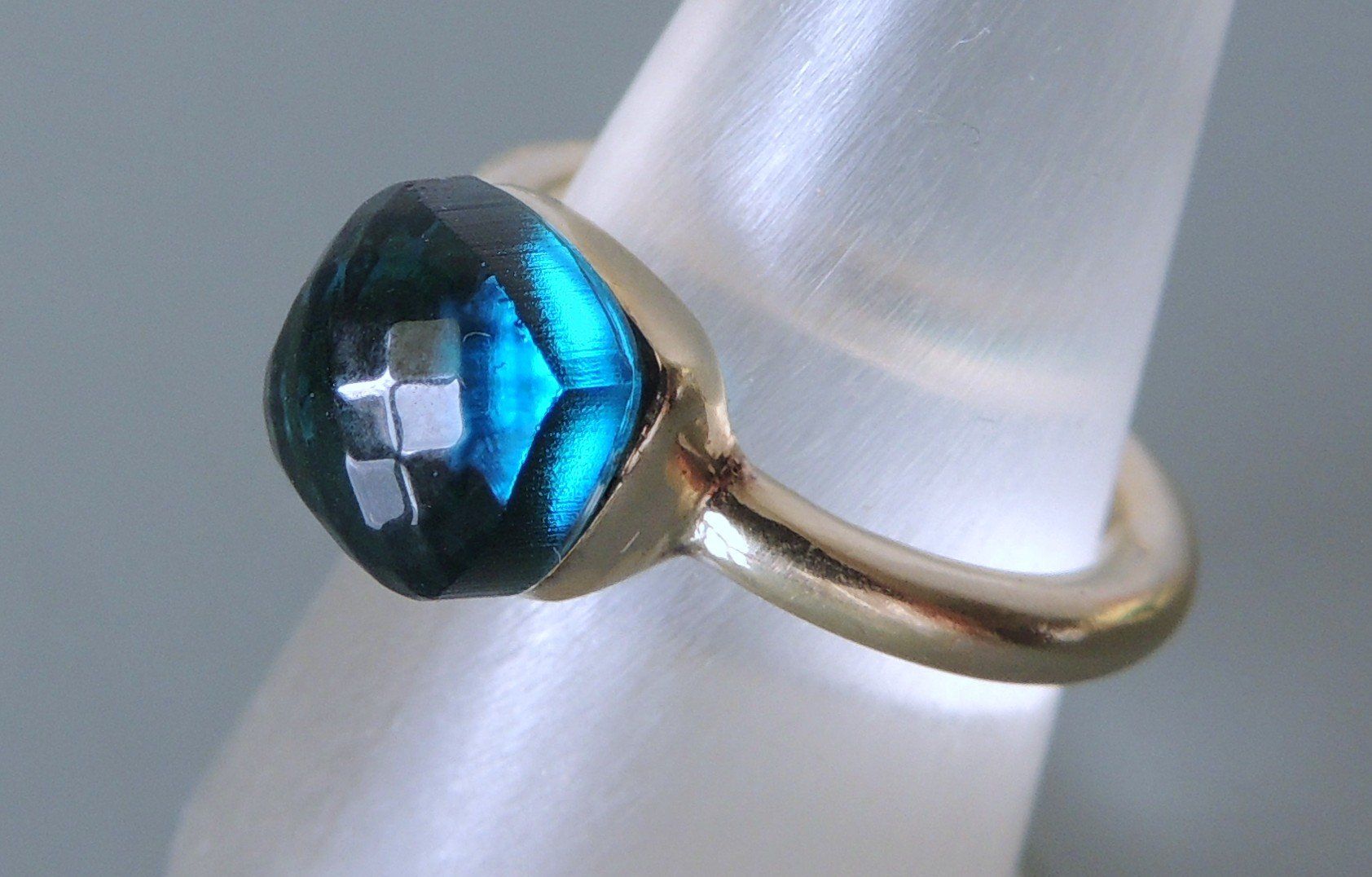 Anelli: Vergoldeter Silber 925 Fingerring mit Imitatstein Gr. 56 – Usato da Waldenburg venduto da schaller707