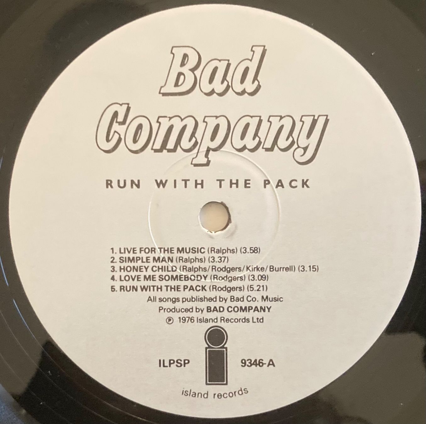 Schallplatten: BAD COMPANY - RUN WITH THE PACK – Gebraucht aus Poliez-Pittet von Newtown-Records 3