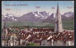 AK Bern, Münster und Blümlisalp, 1915