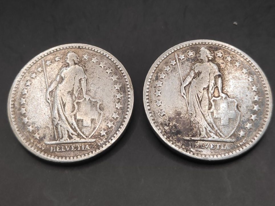 Alle Münzen: 1906 / 1910 - 2 Franken - Silber - 2x rar – Gebraucht aus Sirnach von Trekk64 1