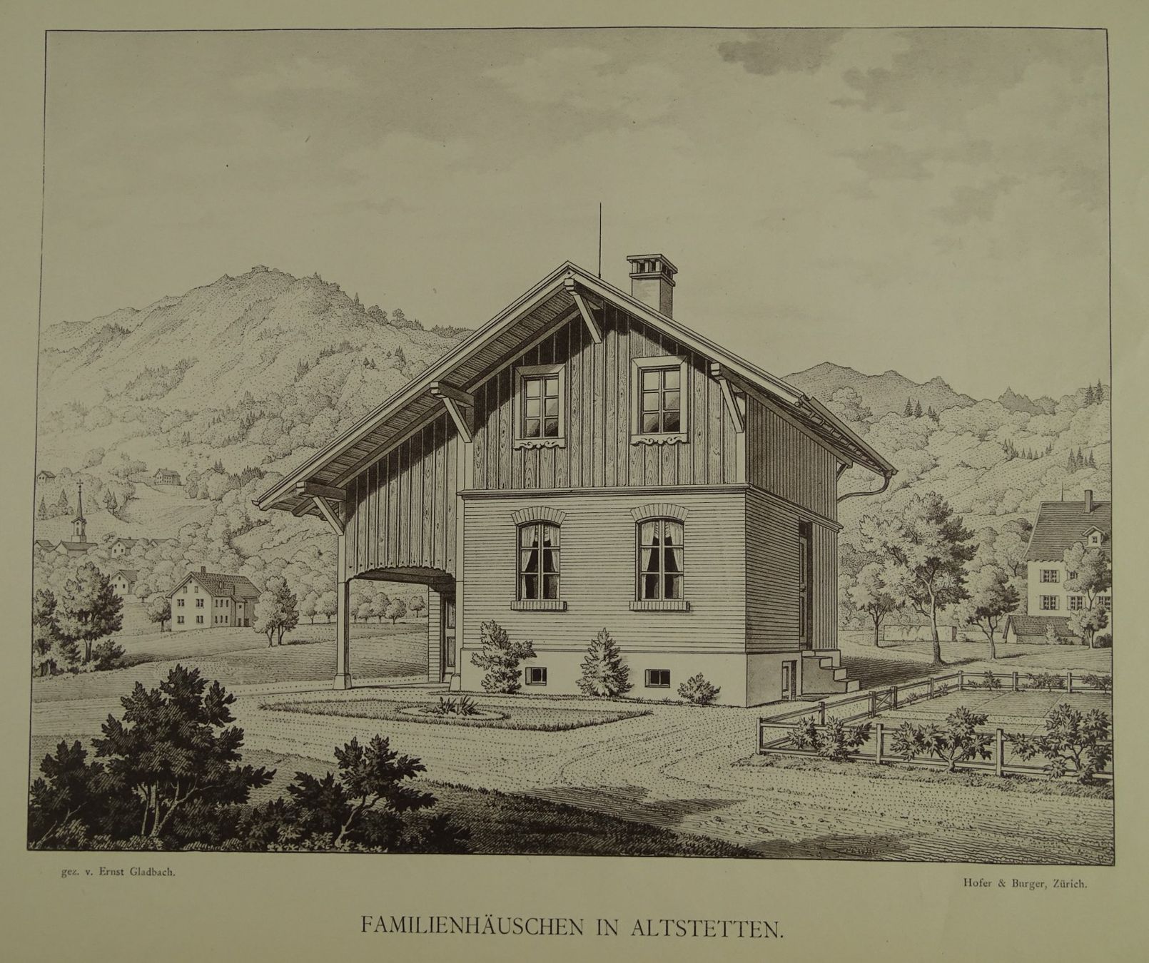 Incisioni: ZÜRICH ALTSTETTEN, LITHOGRAPHIE 1887 – Usato da Grüningen venduto da Kartensammler
