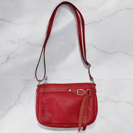 Sac à bandoulière italien VERRA PELLE cuir véritable rouge