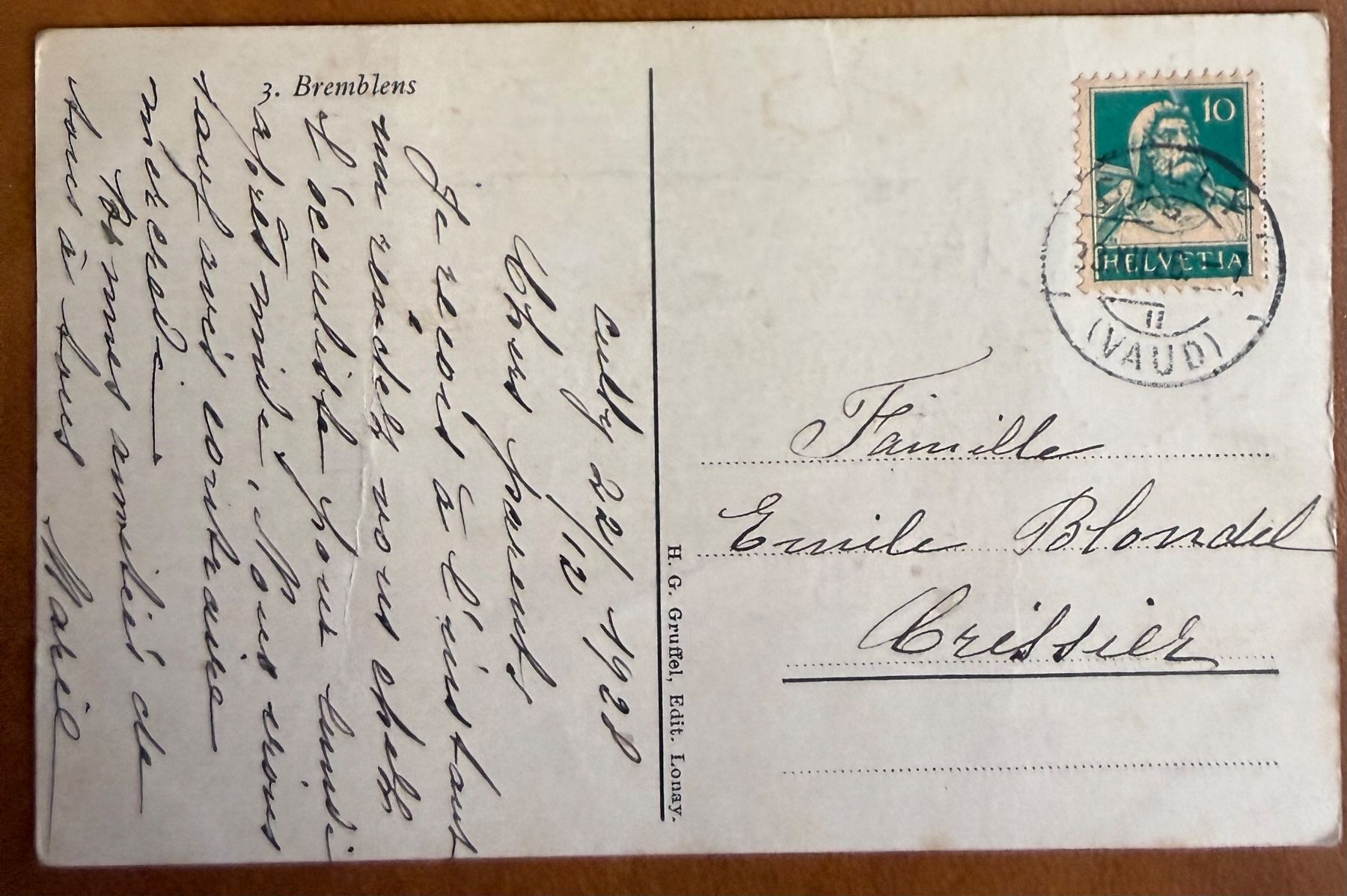 Cartoline postali: Bremblens - Morges - Dessin 1929 – Usato da Lutry venduto da Ediego 1