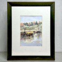 Pascal GONTHIER - paysage lacustre à l'aquarelle sur carton