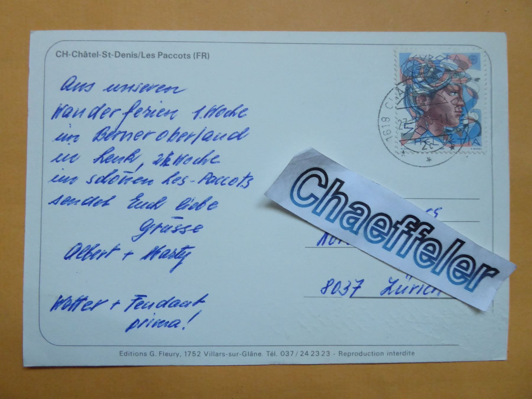 Cartoline postali: Les Paccots – Usato da Zürich venduto da Chaeffeler 1