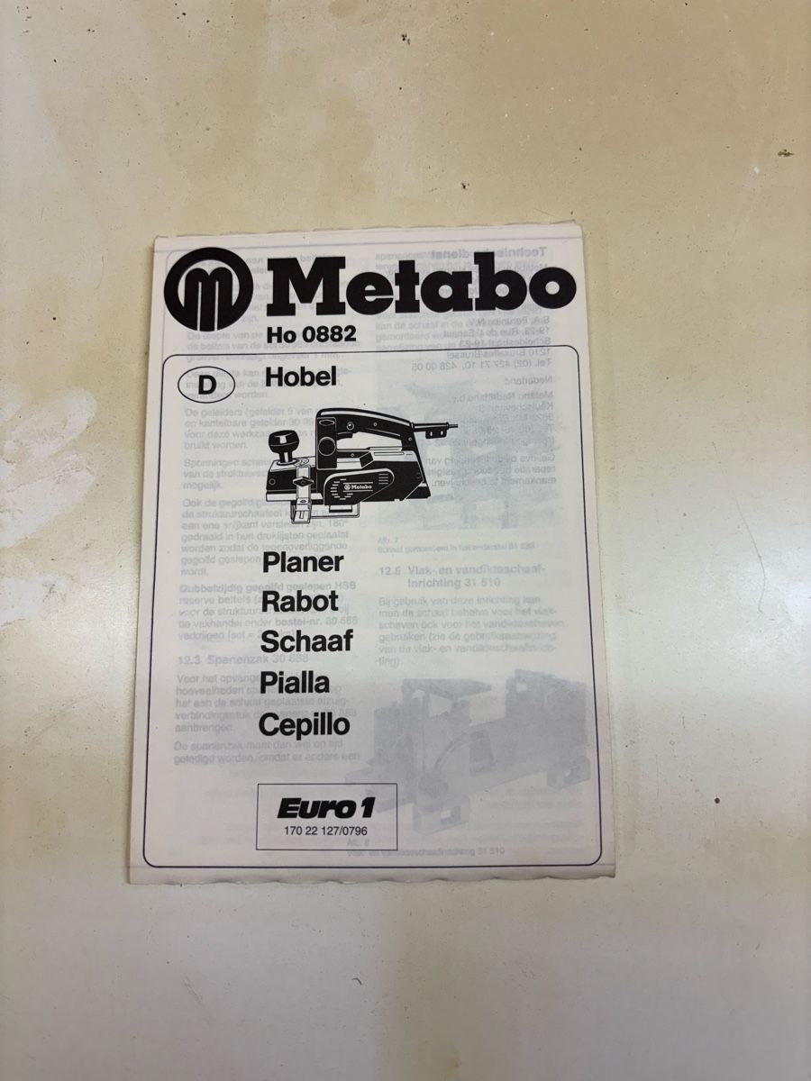 Tutte le macchine: Metabo Hobel Ho 0882 – Usato da Schlieren venduto da Teku52ZH 4