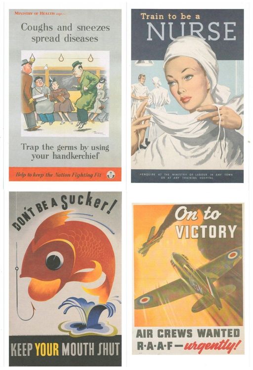 4 AK Iconic Postcards, 2. Weltkrieg, Reprints (Neu (gemäss Beschreibung ...