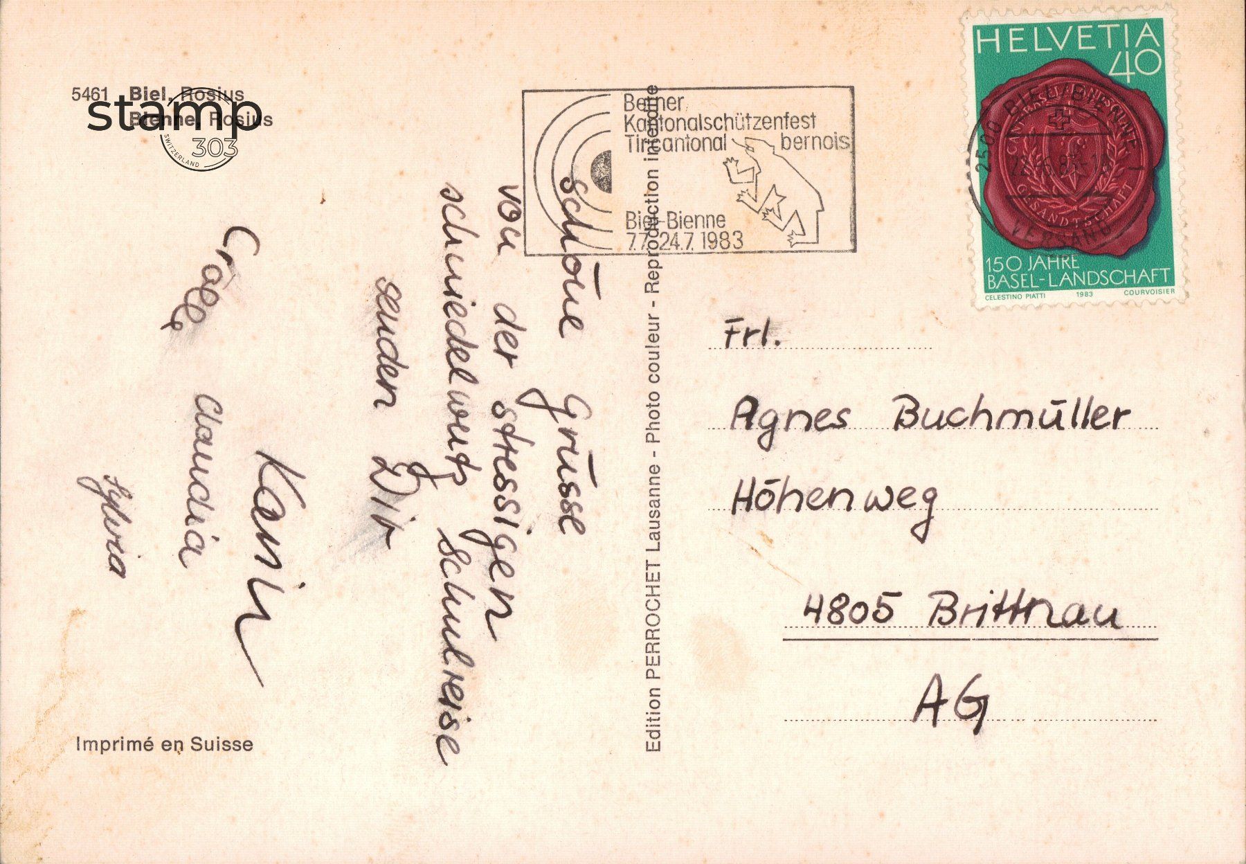 Cartes postales: 1983 AK Biel _ Rosius – D'occasion à Eggersriet par stamp303 1