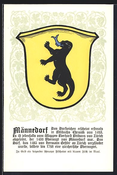 Cartoline postali: Männedorf, Wappen auf Weintrauben-Ornam – Usato da Berlin venduto da bartko-reher