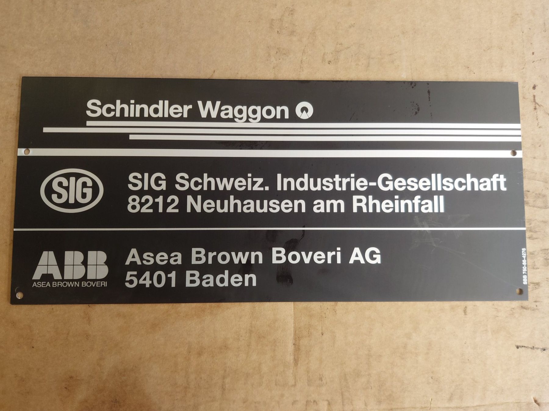 SBB/CFF/FFS Ecriteaux: Schindler Waggon. Brown Boveri. Blechschild SBB – D'occasion à Aarburg par 340cui