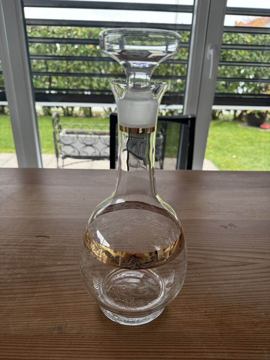Murano Caraffe: Edle Vintage Karaffe mit Goldrand, Murano – Usato da Lanzenhäusern venduto da Galaa