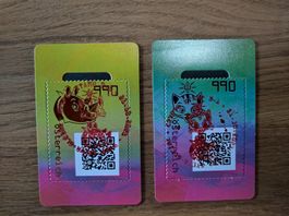 Österreich Crypto Stamp 3.1 Set Rhino u. Katze, Grün Voll-ET