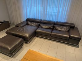 Ecksofa Enza Baresi Leder dunkelbraun gebraucht
