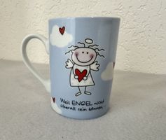 Süsse Tasse mit Engel-Motiv & Spruch „Weil Engel nicht . . .