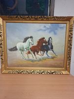 Original Ölgemälde auf Leinwand – 3 galoppierende Pferde