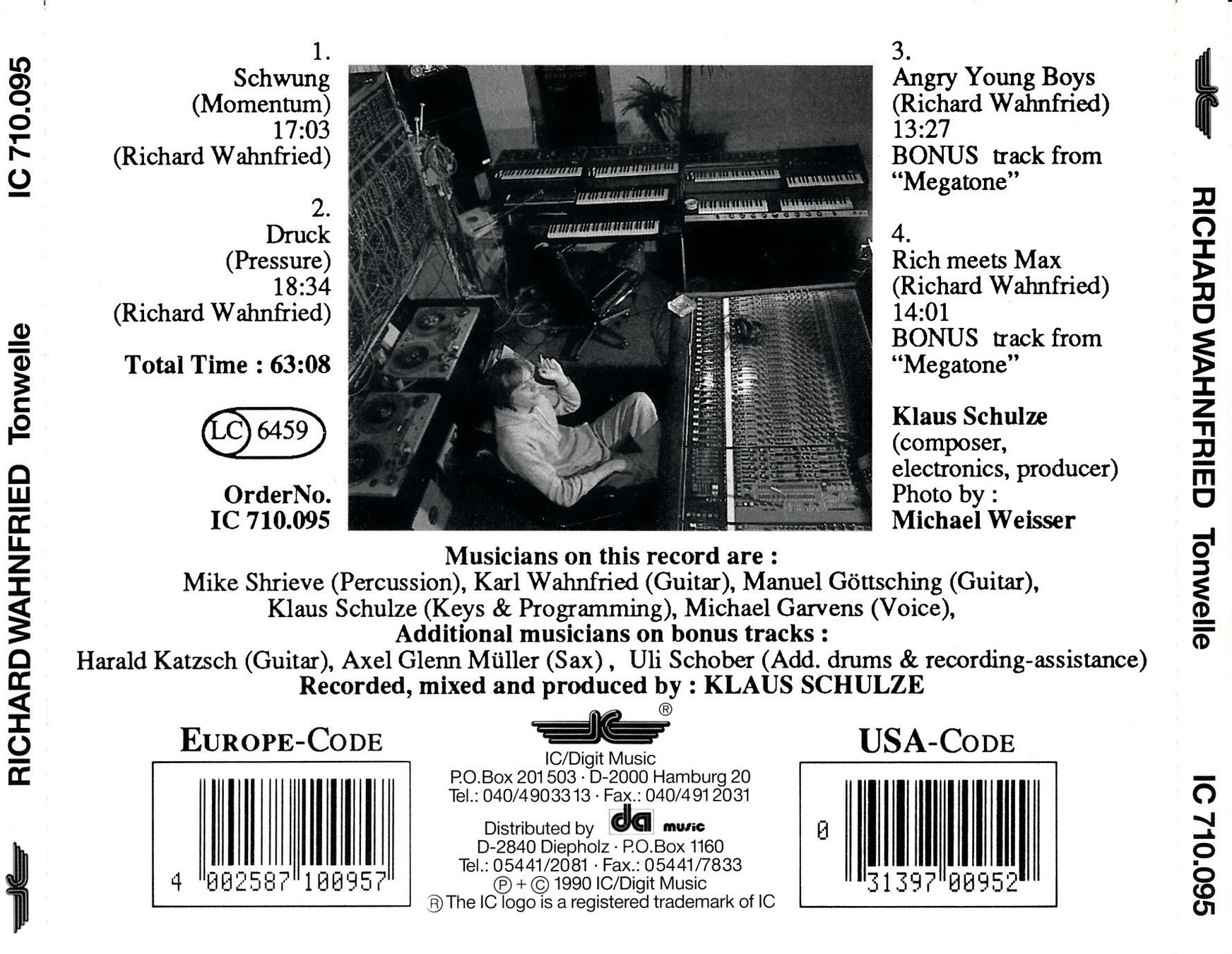 CD: RICHARD WAHNFRIED aka KLAUS SCHULZE - TONWELLE (CD 1990) – Usato da Hedingen venduto da Studers 1
