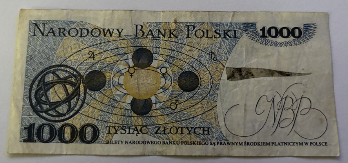Banknoten: Polen 1000 Zlotych 1982 – Gebraucht aus Algetshausen von Carrhard 1