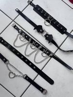 Lot accessoires collier goth punk  chaînes pics anneaux