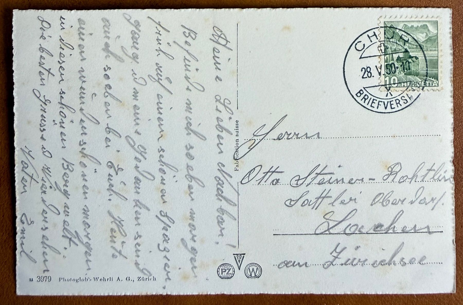 Cartoline postali: chur - Fontana - Denkmal 1950 – Usato da Lutry venduto da Ediego 1