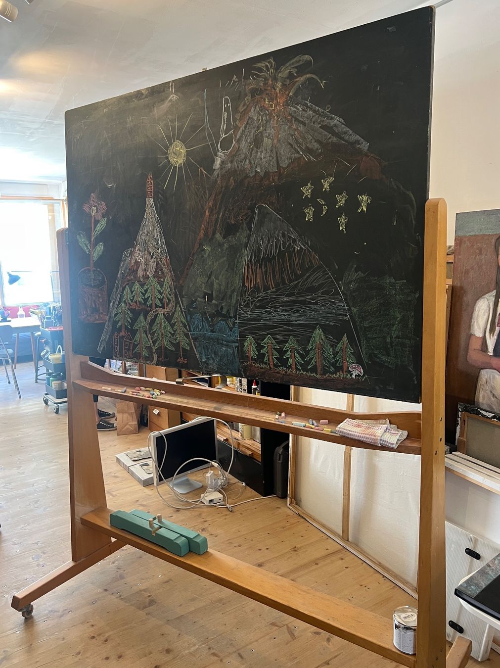 Lavagne: Schulwandtafel alt auf Räder – Usato da Zürich venduto da Octopus-275