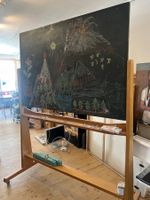 Schulwandtafel alt auf Räder