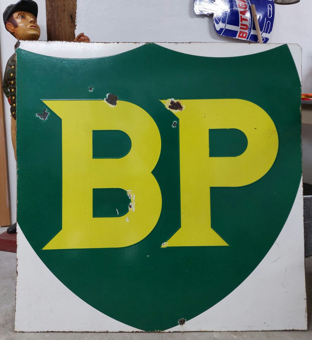 Insegne: Doppelseitiges BP Schild – Usato da Siblingen venduto da rantiques