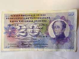 Billet de collection: 20 francs suisse, année 1973!