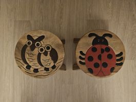 2 Tabourets enfant en bois massif