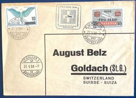 1938 / Sonderflugpost Swissair Pro Aero Zürich / St. Gallen