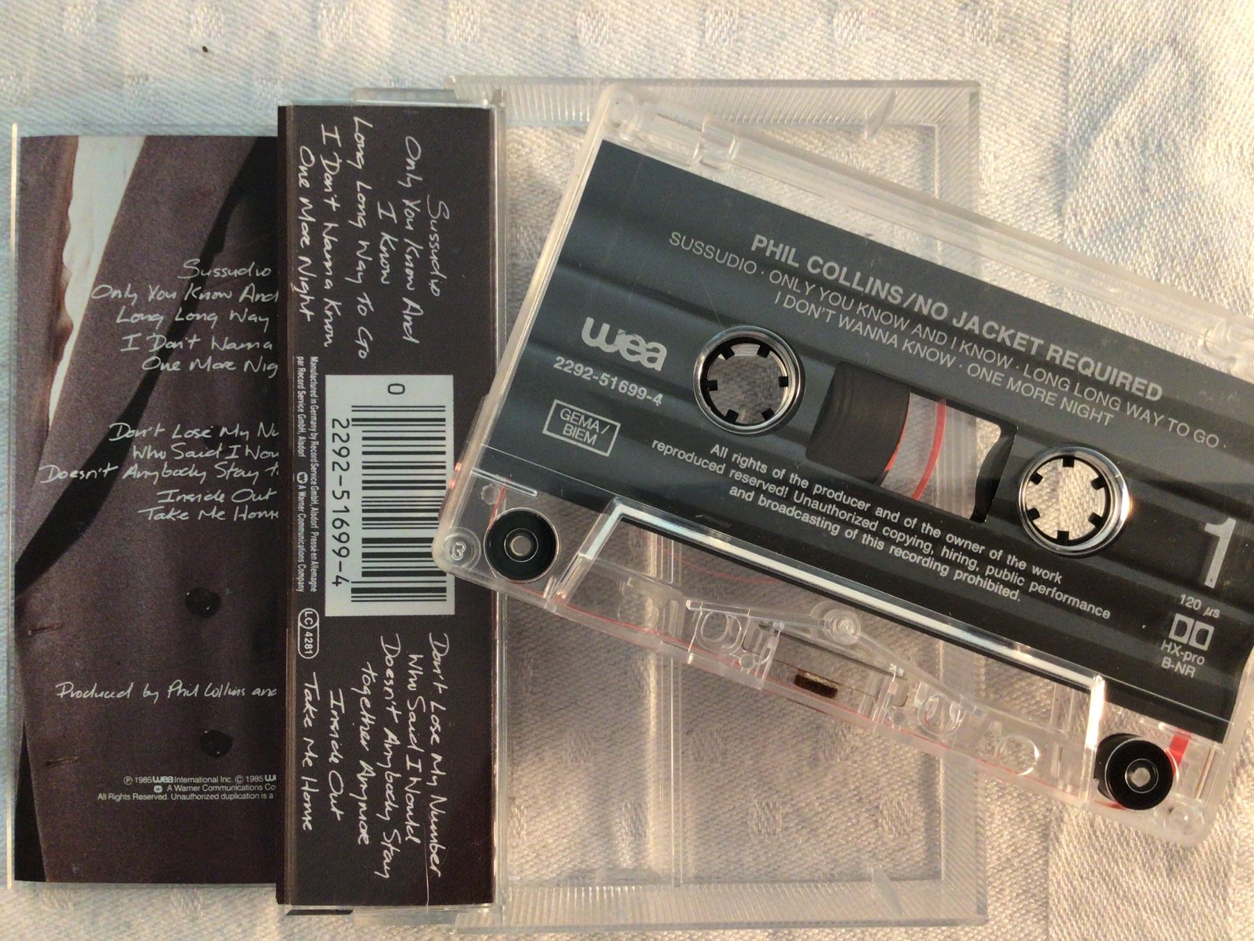 Kompaktkassetten: PHIL COLLINS, No Jacket Required, MC,1985 – Gebraucht aus Steinach von  1