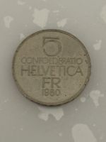 Schweizer Gedenkmünze 5 Franken 1980