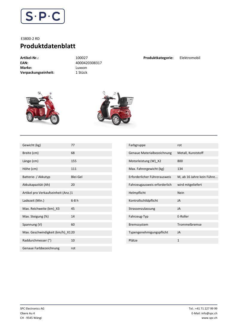 Veicoli elettrici: E3800-2 RD Elektromobil – Nuovo (secondo la descrizione) da Wängi venduto da SPCSHOP 3