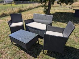 Gartenlounge Set 4-teilig Rattan mit Tisch, gebraucht