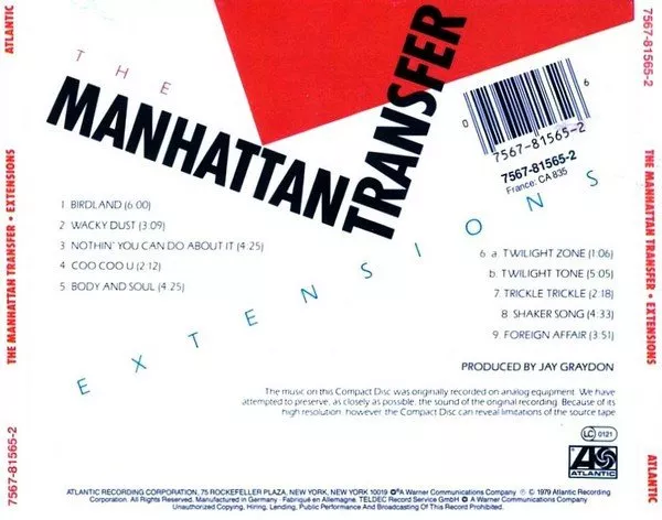 CD: the Manhattan Transfer - Extensions – Usato da Unterbäch VS venduto da itoldyouso 1