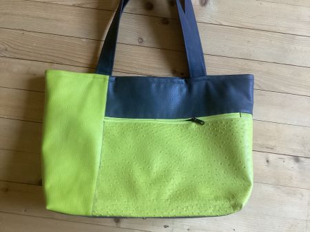Grosser Shopper, Lederimitat, schwarz,grün