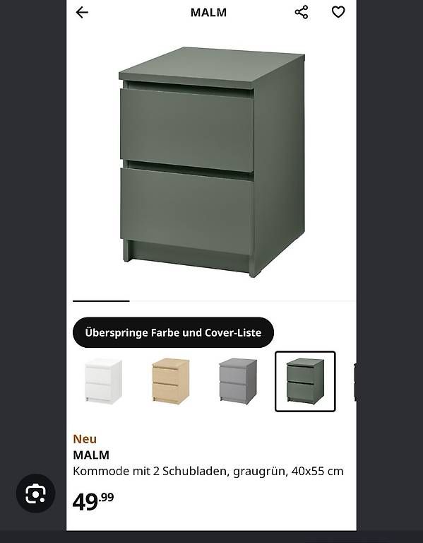 Comodini: Toller Ikea Nachttisch, graugrün – Usato da Solothurn venduto da laau1997 4