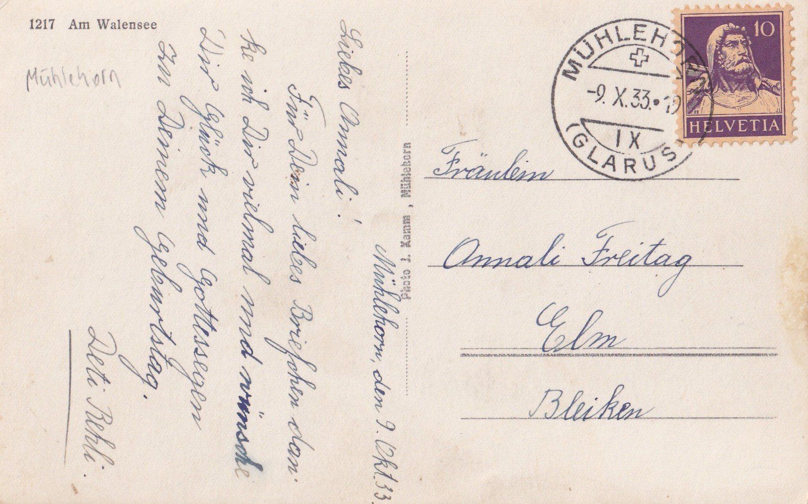 Cartoline postali: Mühlehorn am Walensee – Usato da Olten venduto da clotaldi 1