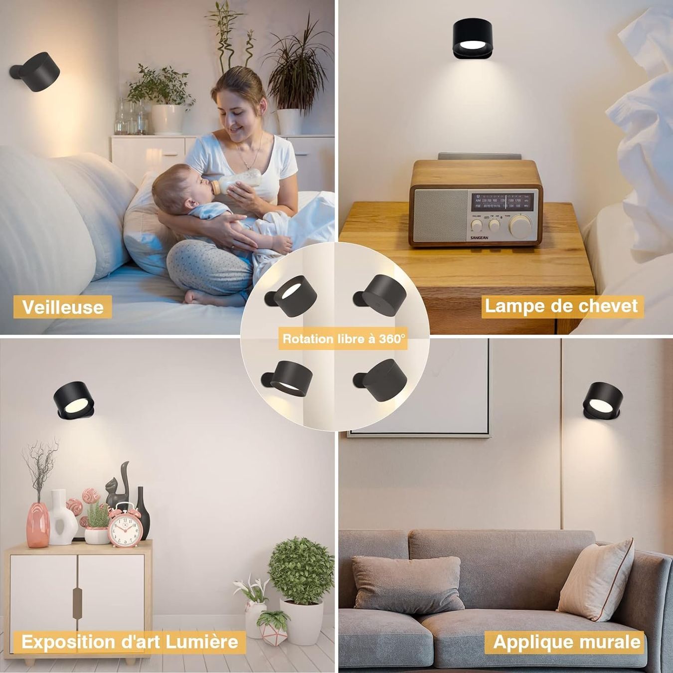 Lampade: Touch-Control LED Wandleuchte Innen mit 3 Helligkeitsstufen – Nuovo e nell'imballaggio originale da Châtelaine venduto da topshop.switzerland 8