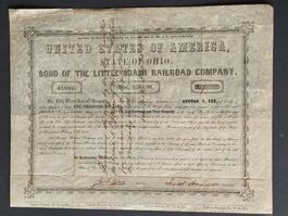 Little Miami Railroad  Company 1851, 1000$ Bond