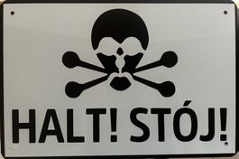 Halt Stoj Blechschild Stopp Polnisch Grenze 1. 2. Weltkrieg