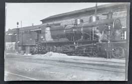 Bahnhof wo?Dampflokomotive 4350? Bahnarbeiter/Fotokarte~1915