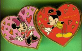 2 Pins Disney   MINNI & MICKEY  Valentinstag  