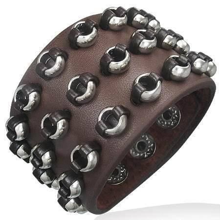 Bracciali & Braccialetti: Steampunk Lederarmband mit Nieten, braun – Nuovo (secondo la descrizione) da Schwanden GL venduto da UHRKNALL