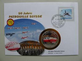 2014 Numisbrief "45 Jahre" 50 Jahre Patrouille Suisse