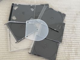 6 CD Hüllen Kunststoff schwarz & transparent, gebraucht