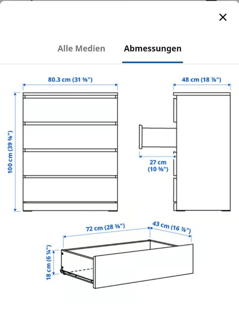 Ikea Commodes: Ikea Malm Kommode mit 4 Schubladen – D'occasion à Basel par joe_z5tf 4