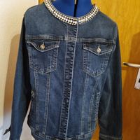 Damen Jeans Jacke, Gr. XL verzierter Kragen mit Strass