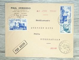 TR80 Enveloppe + Timbre Tunisie 1955