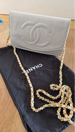 Chanel Wallet on Chain WOC white/Gold Chain, Great Deal!